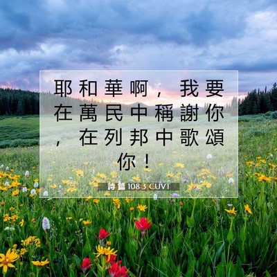 Picture 07 - 詩 篇 108:3 CUVT - 耶 和 華 啊 ， 我 要 在 萬 民 中 稱 - Bible Verse Picture
