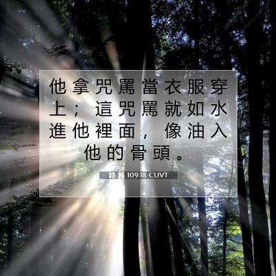 Picture 07 - 詩 篇 109:18 CUVT - 他 拿 咒 罵 當 衣 服 穿 上 ； 這 咒 - Bible Verse Picture