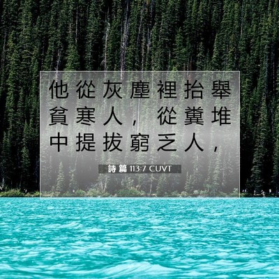 Picture 07 - 詩 篇 113:7 CUVT - 他 從 灰 塵 裡 抬 舉 貧 寒 人 ， 從 - Bible Verse Picture