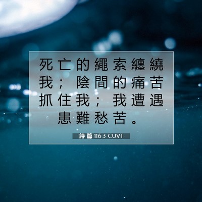 Picture 07 - 詩 篇 116:3 CUVT - 死 亡 的 繩 索 纏 繞 我 ； 陰 間 的 - Bible Verse Picture
