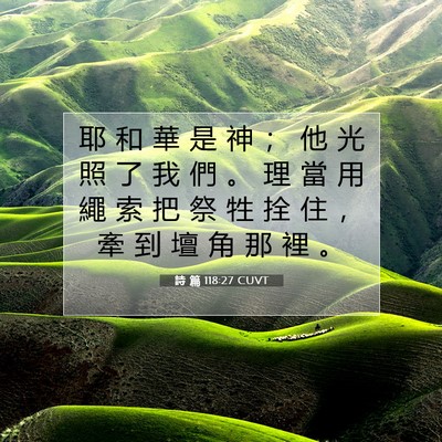 Picture 07 - 詩 篇 118:27 CUVT - 耶 和 華 是 神 ； 他 光 照 了 我 們 - Bible Verse Picture