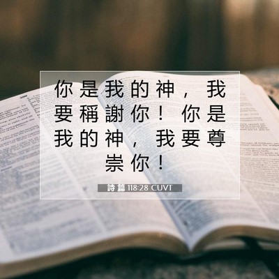 Picture 07 - 詩 篇 118:28 CUVT - 你 是 我 的 神 ， 我 要 稱 謝 你 ！ - Bible Verse Picture