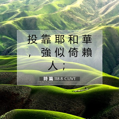 Picture 07 - 詩 篇 118:8 CUVT - 投 靠 耶 和 華 ， 強 似 倚 賴 人 - Bible Verse Picture