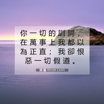 Picture 07 - 詩 篇 119:128 CUVT - 你 一 切 的 訓 詞 ， 在 萬 事 上 我 - Bible Verse Picture