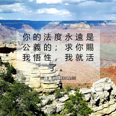 Picture 07 - 詩 篇 119:144 CUVT - 你 的 法 度 永 遠 是 公 義 的 ； 求 - Bible Verse Picture