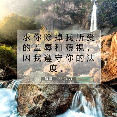 Picture 07 - 詩 篇 119:22 CUVT - 求 你 除 掉 我 所 受 的 羞 辱 和 藐 - Bible Verse Picture