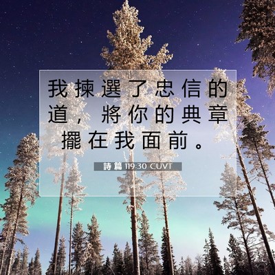 Picture 07 - 詩 篇 119:30 CUVT - 我 揀 選 了 忠 信 的 道 ， 將 你 的 - Bible Verse Picture