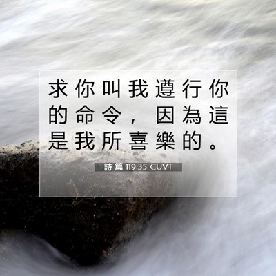 Picture 07 - 詩 篇 119:35 CUVT - 求 你 叫 我 遵 行 你 的 命 令 ， 因 - Bible Verse Picture
