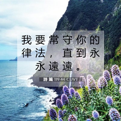 Picture 07 - 詩 篇 119:44 CUVT - 我 要 常 守 你 的 律 法 ， 直 到 永 - Bible Verse Picture