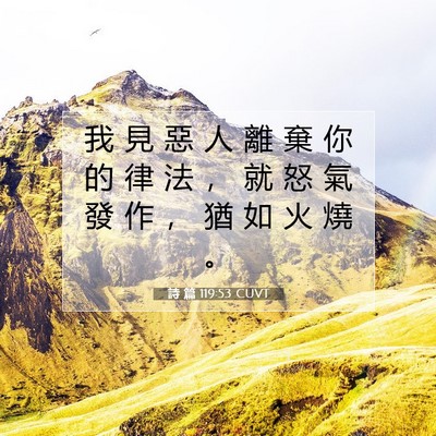 Picture 07 - 詩 篇 119:53 CUVT - 我 見 惡 人 離 棄 你 的 律 法 ， 就 - Bible Verse Picture
