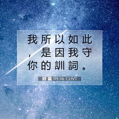 Picture 07 - 詩 篇 119:56 CUVT - 我 所 以 如 此 ， 是 因 我 守 你 的 - Bible Verse Picture