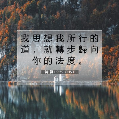 Picture 07 - 詩 篇 119:59 CUVT - 我 思 想 我 所 行 的 道 ， 就 轉 步 - Bible Verse Picture