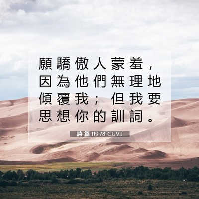 Picture 07 - 詩 篇 119:78 CUVT - 願 驕 傲 人 蒙 羞 ， 因 為 他 們 無 - Bible Verse Picture