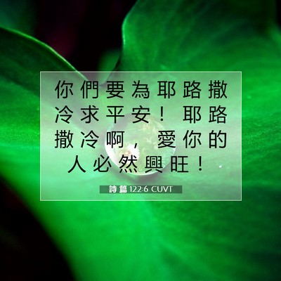 Picture 07 - 詩 篇 122:6 CUVT - 你 們 要 為 耶 路 撒 冷 求 平 安 ！ - Bible Verse Picture