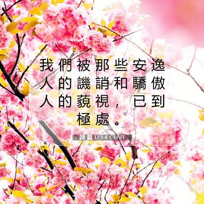 Picture 07 - 詩 篇 123:4 CUVT - 我 們 被 那 些 安 逸 人 的 譏 誚 和 - Bible Verse Picture