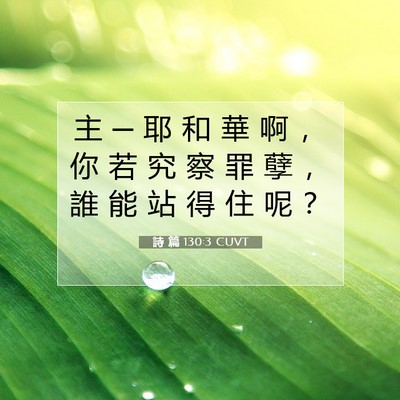 Picture 07 - 詩 篇 130:3 CUVT - 主 ─ 耶 和 華 啊 ， 你 若 究 察 罪 - Bible Verse Picture