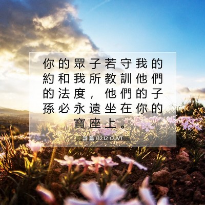Picture 07 - 詩 篇 132:12 CUVT - 你 的 眾 子 若 守 我 的 約 和 我 所 - Bible Verse Picture