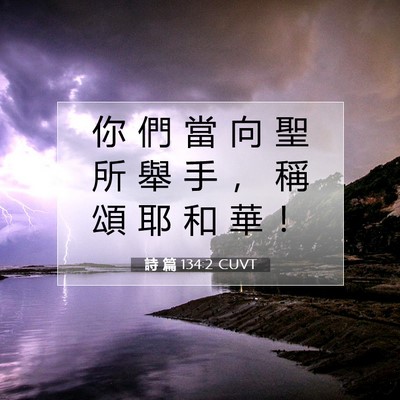 Picture 07 - 詩 篇 134:2 CUVT - 你 們 當 向 聖 所 舉 手 ， 稱 頌 耶 - Bible Verse Picture