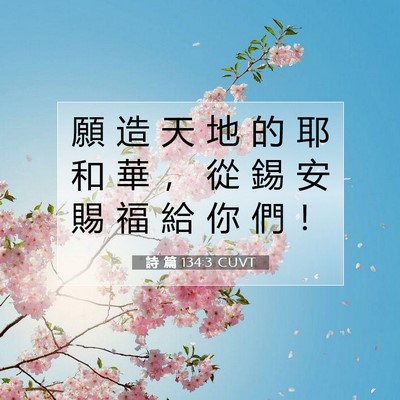 Picture 07 - 詩 篇 134:3 CUVT - 願 造 天 地 的 耶 和 華 ， 從 錫 安 - Bible Verse Picture