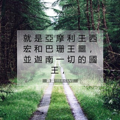 Picture 07 - 詩 篇 135:11 CUVT - 就 是 亞 摩 利 王 西 宏 和 巴 珊 王 - Bible Verse Picture