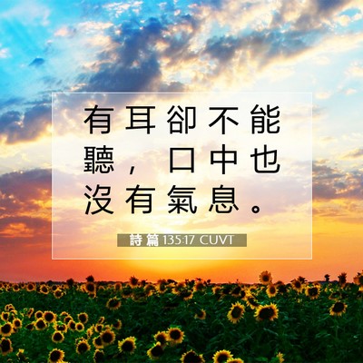 Picture 07 - 詩 篇 135:17 CUVT - 有 耳 卻 不 能 聽 ， 口 中 也 沒 有 - Bible Verse Picture