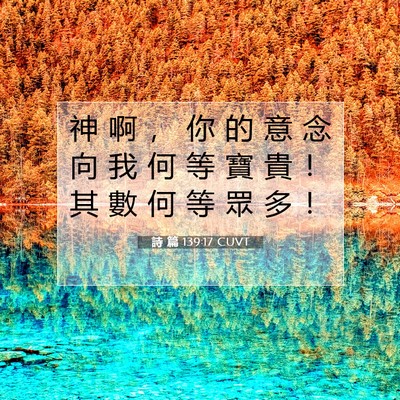 Picture 07 - 詩 篇 139:17 CUVT - 神 啊 ， 你 的 意 念 向 我 何 等 寶 - Bible Verse Picture