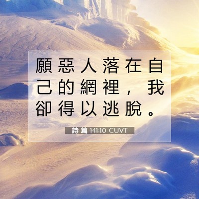 Picture 07 - 詩 篇 141:10 CUVT - 願 惡 人 落 在 自 己 的 網 裡 ， 我 - Bible Verse Picture