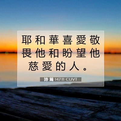 Picture 07 - 詩 篇 147:11 CUVT - 耶 和 華 喜 愛 敬 畏 他 和 盼 望 他 - Bible Verse Picture