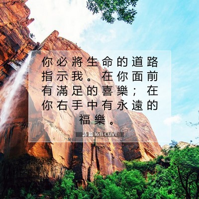 Picture 07 - 詩 篇 16:11 CUVT - 你 必 將 生 命 的 道 路 指 示 我 。 - Bible Verse Picture