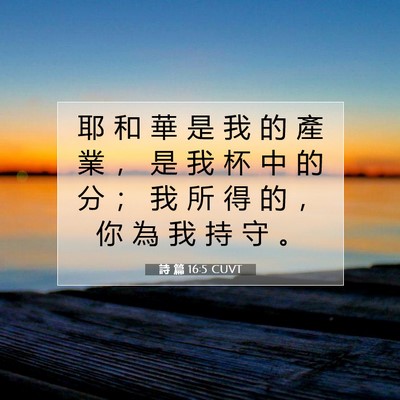 Picture 07 - 詩 篇 16:5 CUVT - 耶 和 華 是 我 的 產 業 ， 是 我 杯 - Bible Verse Picture