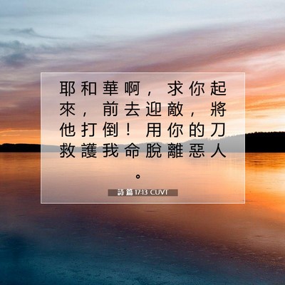 Picture 07 - 詩 篇 17:13 CUVT - 耶 和 華 啊 ， 求 你 起 來 ， 前 去 - Bible Verse Picture