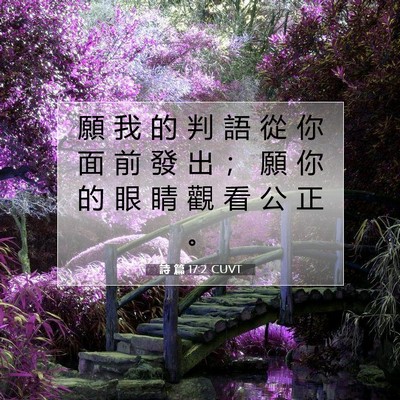Picture 07 - 詩 篇 17:2 CUVT - 願 我 的 判 語 從 你 面 前 發 出 ； - Bible Verse Picture