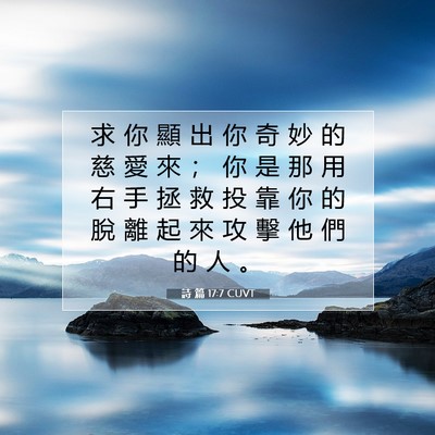 Picture 07 - 詩 篇 17:7 CUVT - 求 你 顯 出 你 奇 妙 的 慈 愛 來 ； - Bible Verse Picture