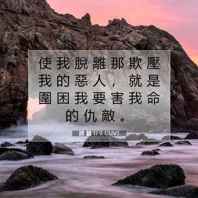 Picture 07 - 詩 篇 17:9 CUVT - 使 我 脫 離 那 欺 壓 我 的 惡 人 ， - Bible Verse Picture