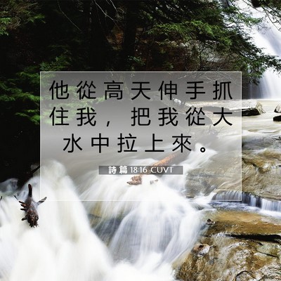 Picture 07 - 詩 篇 18:16 CUVT - 他 從 高 天 伸 手 抓 住 我 , 把 我 - Bible Verse Picture