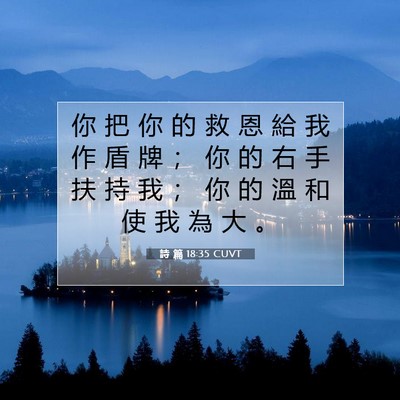 Picture 07 - 詩 篇 18:35 CUVT - 你 把 你 的 救 恩 給 我 作 盾 牌 ； - Bible Verse Picture