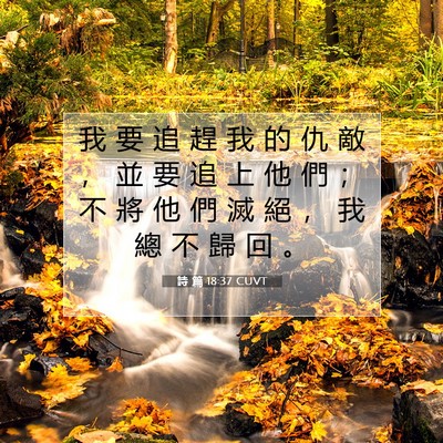 Picture 07 - 詩 篇 18:37 CUVT - 我 要 追 趕 我 的 仇 敵 ， 並 要 追 - Bible Verse Picture