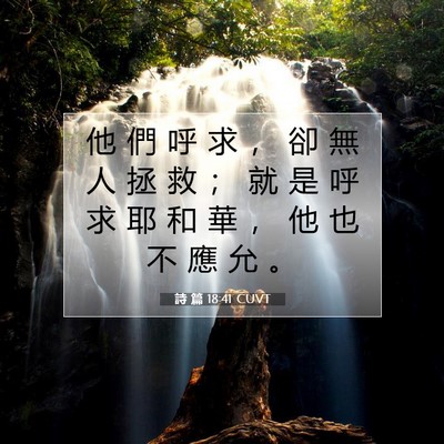 Picture 07 - 詩 篇 18:41 CUVT - 他 們 呼 求 ， 卻 無 人 拯 救 ； 就 - Bible Verse Picture