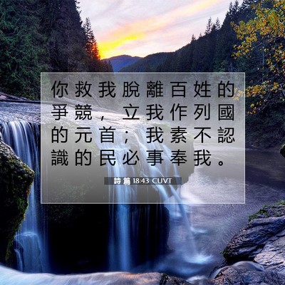 Picture 07 - 詩 篇 18:43 CUVT - 你 救 我 脫 離 百 姓 的 爭 競 ， 立 - Bible Verse Picture