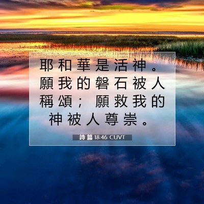 Picture 07 - 詩 篇 18:46 CUVT - 耶 和 華 是 活 神 。 願 我 的 磐 石 - Bible Verse Picture