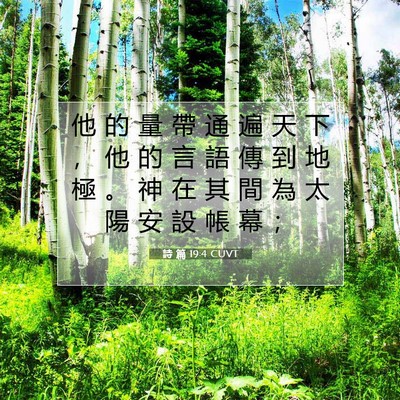 Picture 07 - 詩 篇 19:4 CUVT - 他 的 量 帶 通 遍 天 下 ， 他 的 言 - Bible Verse Picture
