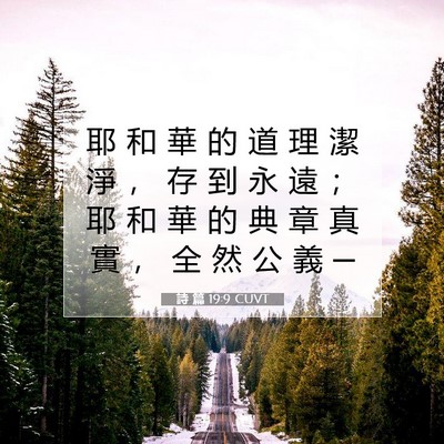Picture 07 - 詩 篇 19:9 CUVT - 耶 和 華 的 道 理 潔 淨 ， 存 到 永 - Bible Verse Picture