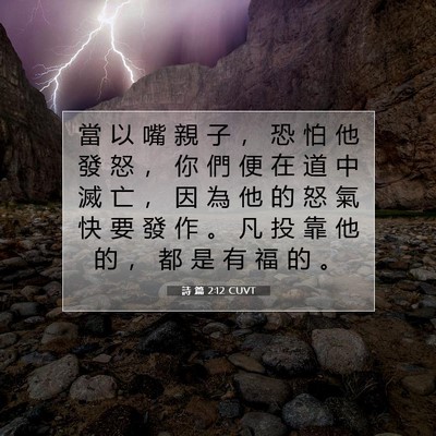 Picture 07 - 詩 篇 2:12 CUVT - 當 以 嘴 親 子 ， 恐 怕 他 發 怒 ， - Bible Verse Picture
