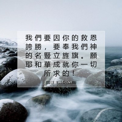 Picture 07 - 詩 篇 20:5 CUVT - 我 們 要 因 你 的 救 恩 誇 勝 ， 要 - Bible Verse Picture