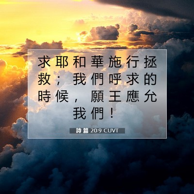 Picture 07 - 詩 篇 20:9 CUVT - 求 耶 和 華 施 行 拯 救 ； 我 們 呼 - Bible Verse Picture