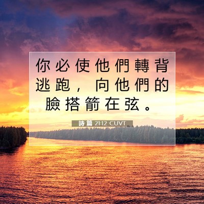 Picture 07 - 詩 篇 21:12 CUVT - 你 必 使 他 們 轉 背 逃 跑 ， 向 他 - Bible Verse Picture