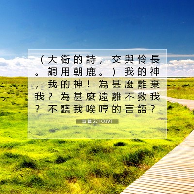Picture 07 - 詩 篇 22:1 CUVT - （ 大 衛 的 詩 ， 交 與 伶 長 。 調 - Bible Verse Picture