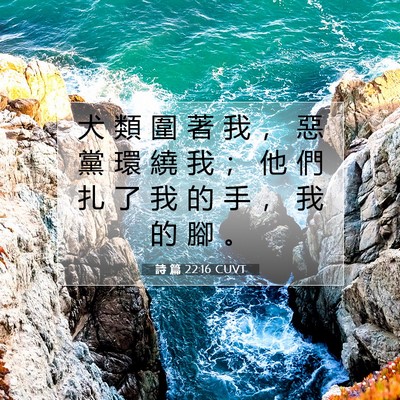 Picture 07 - 詩 篇 22:16 CUVT - 犬 類 圍 著 我 ， 惡 黨 環 繞 我 ； - Bible Verse Picture