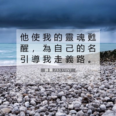 Picture 07 - 詩 篇 23:3 CUVT - 他 使 我 的 靈 魂 甦 醒 ， 為 自 己 - Bible Verse Picture