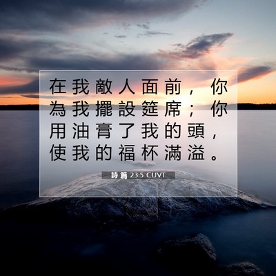 Picture 07 - 詩 篇 23:5 CUVT - 在 我 敵 人 面 前 ， 你 為 我 擺 設 - Bible Verse Picture